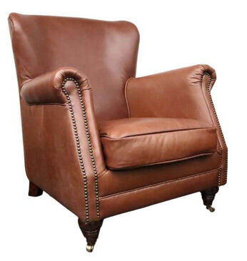 Vintage High Back Nappa Chocolate Brown Leather Armchair