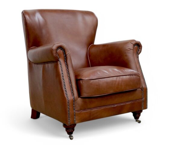 Vintage High-Back Leather Armchair – Chocolate Brown Nappa | Classic & Luxurious Seating