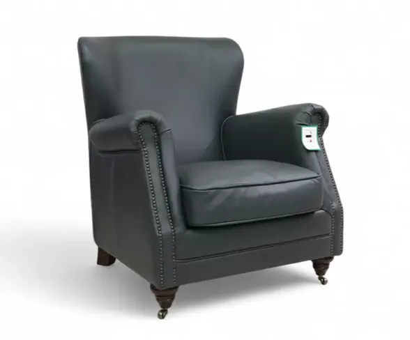 Porter High Back Grey Leather Armchair