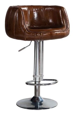 Vintage Distressed Leather Barstool