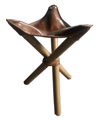 Vintage Distressed Leather Butterfly Stool