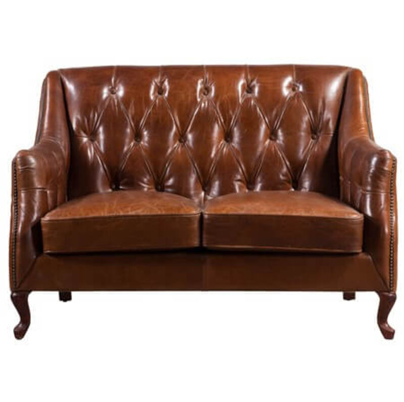 Product photograph of Vintage Distressed Leather Button Amp Stud 2 Seater Sofa from Designer Sofas 4U