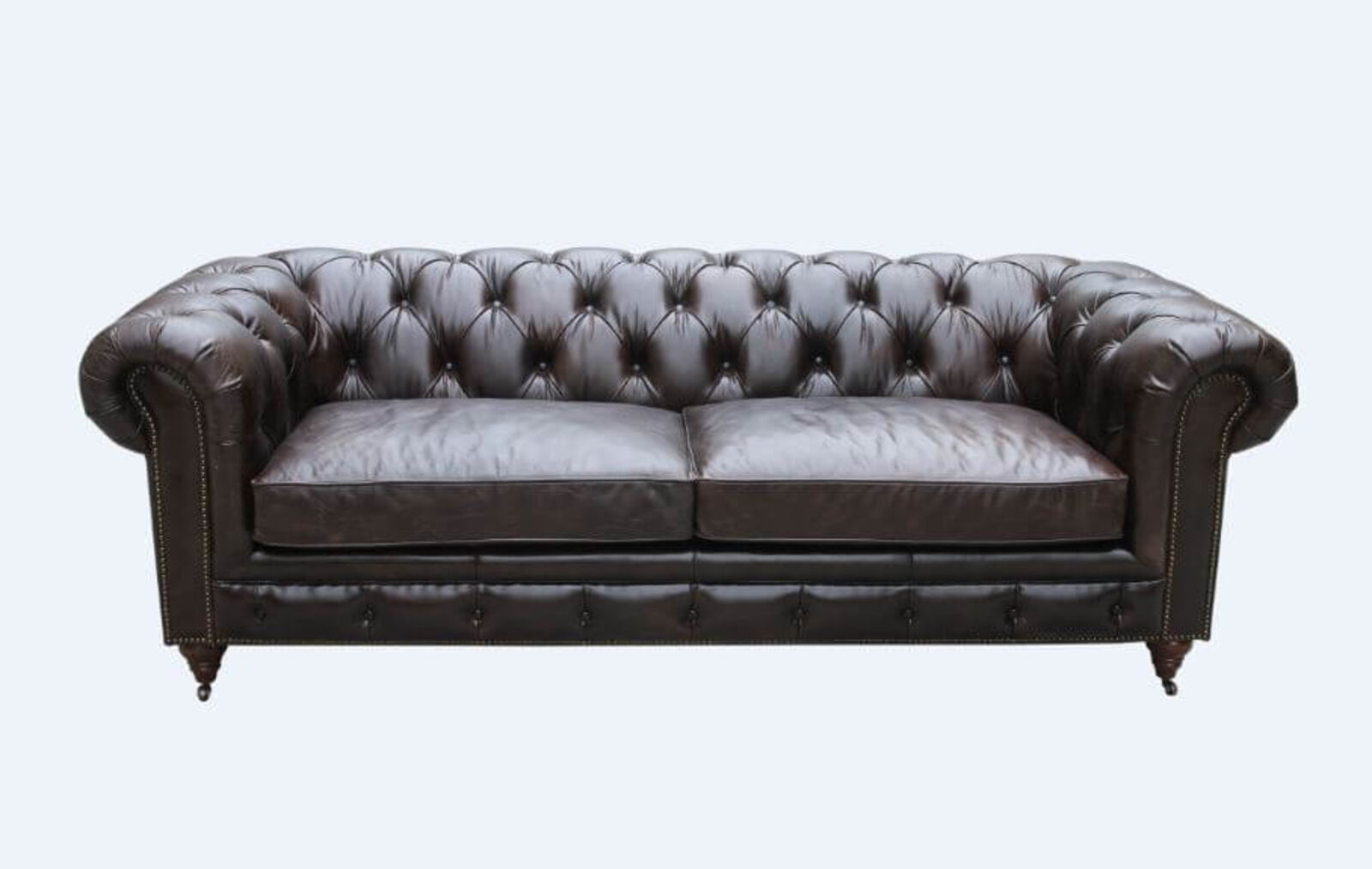 Product photograph of Vintage Chesterfield 3 Seater Sofa Distressed Black Real Leather from Designer Sofas 4U