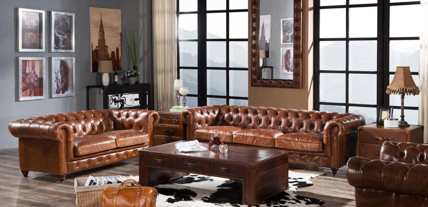 Vintage Luxury Distressed Leather, Vintage Brown Leather Chesterfield Sofa