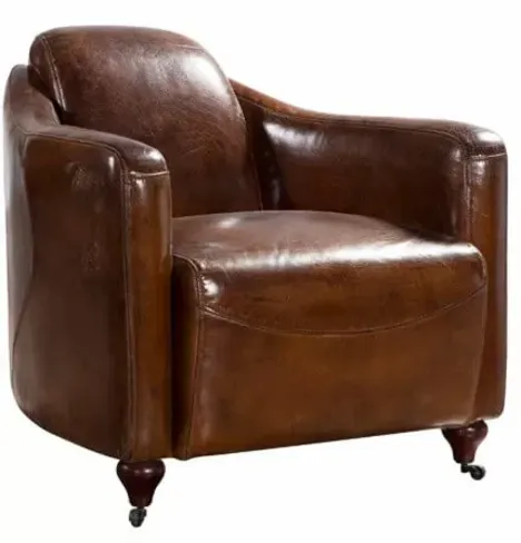Vintage Distressed Leather Club Chair