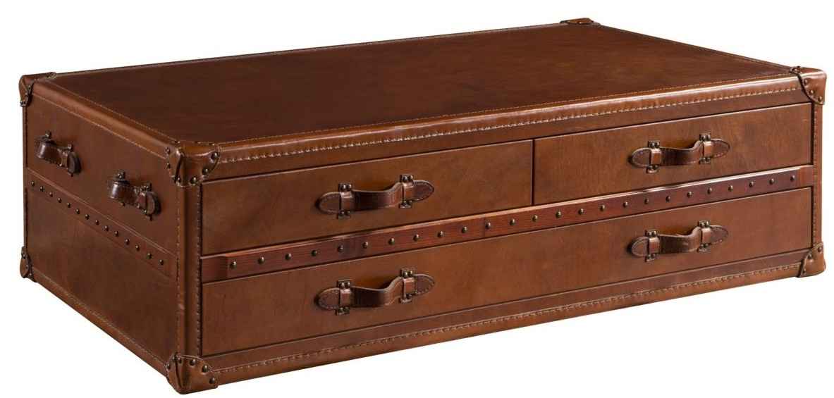 Vintage Leather Coffee Table, Trunk End Tables Leather