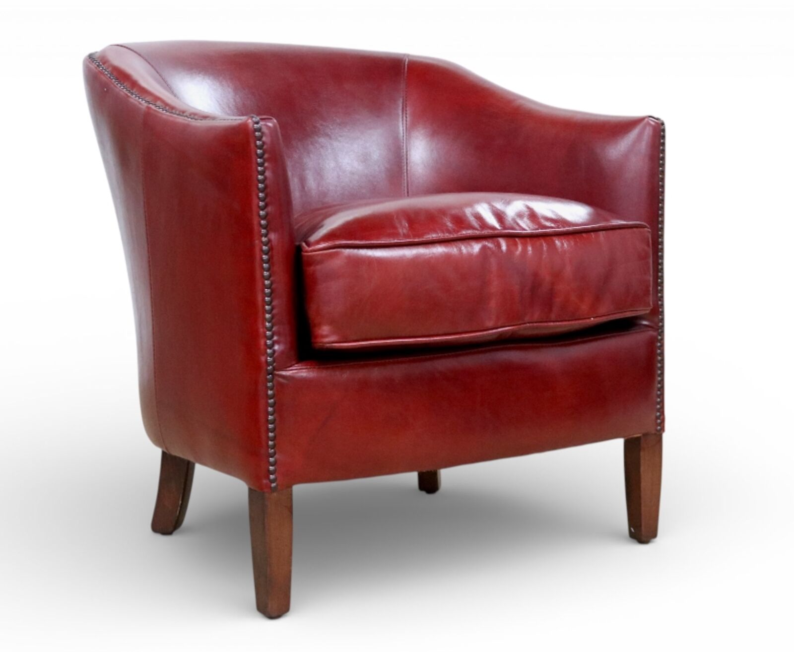 Vintage Leather Distressed Red Tub Chair