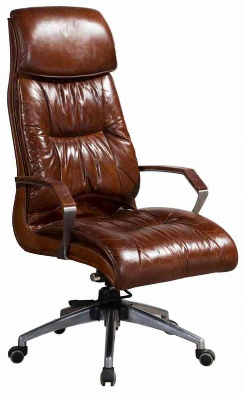 Product photograph of Vintage Distressed Leather Office Chair from Designer Sofas 4U