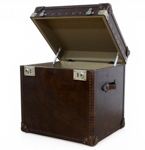 Vintage Leather Storage Trunk / Chest Brown