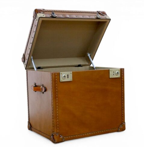 Vintage Leather Storage Trunk / Chest Tan