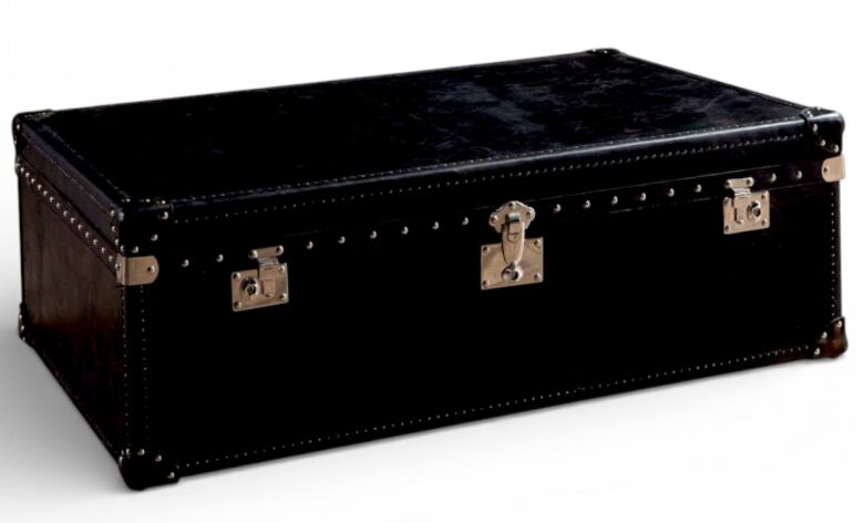 Vintage Leather Storage Trunk / Coffee Table