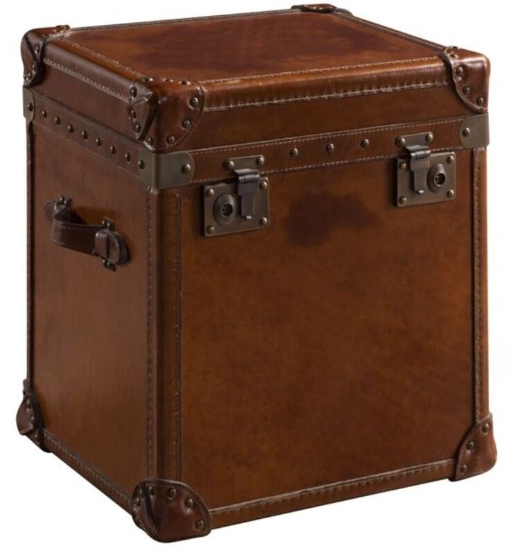 Product photograph of Antique Vintage Leather Storage Trunk from Designer Sofas 4U