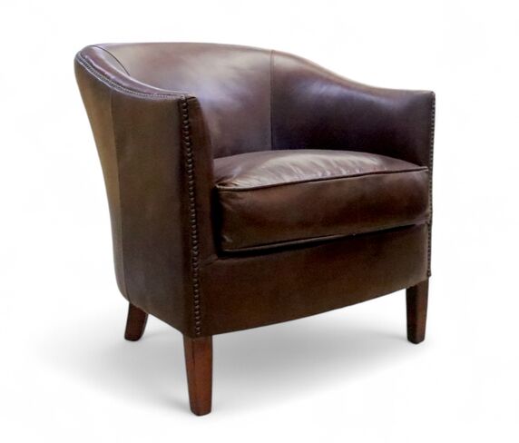 Vintage Leather Tub Chair Brown