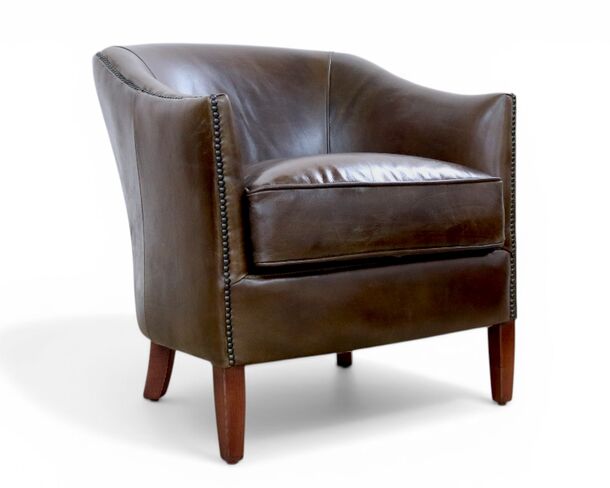 Vintage Leather Tub Chair Brown