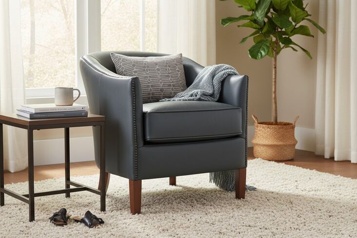 Vintage Leather Tub Chair Nappa Grey