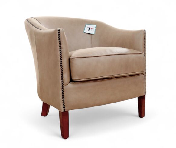 Vintage Leather Tub Chair Nappa Mushroom