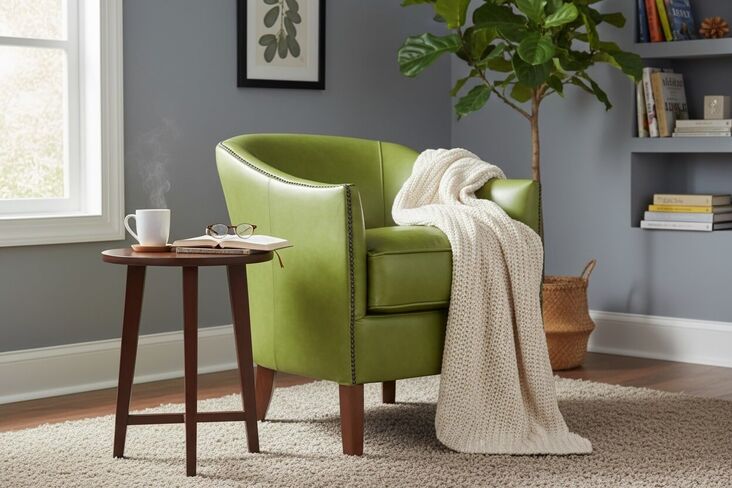 Vintage Leather Tub Chair Nappa Olive Green