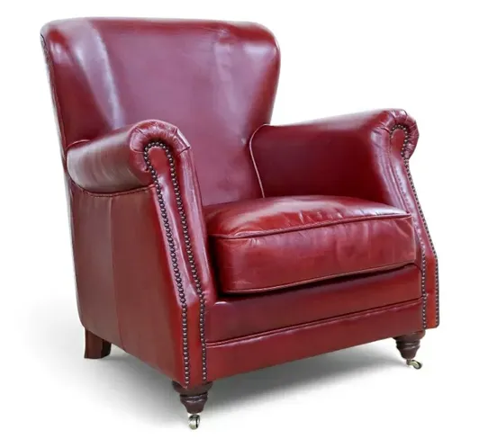 Porter High Back Vintage Red Leather Wingback Armchair