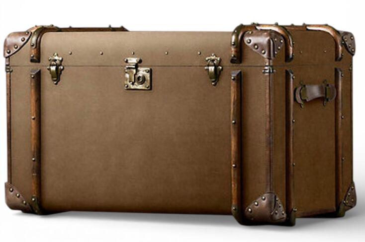 Vintage Steamer Trunk – Canvas & Leather, Antique Storage Chest