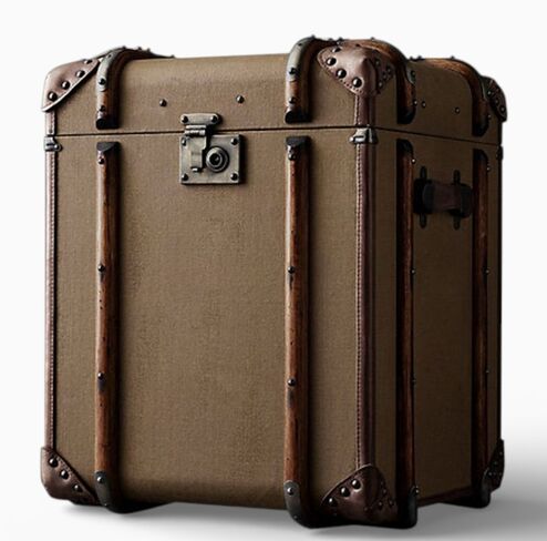 Vintage Steamer Trunk with Leather Straps & Metal Hardware – Antique Travel Chest