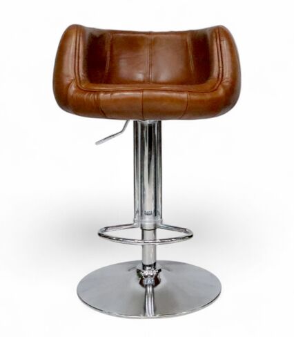 Vintage Tan Distressed Leather Barstool