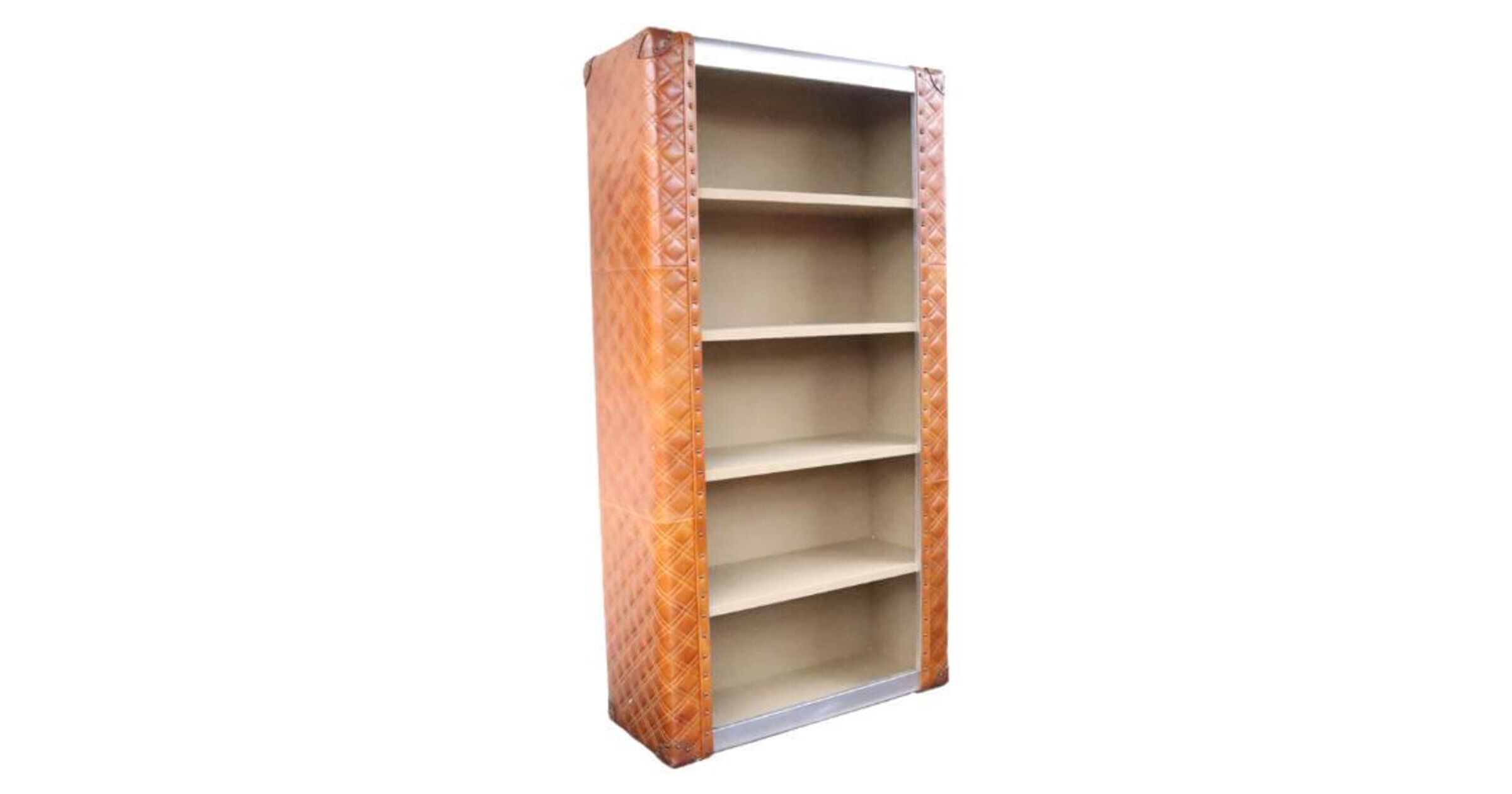 Vintage Tan Leather Bookcase Vintage Leather Bookshelf by Designer