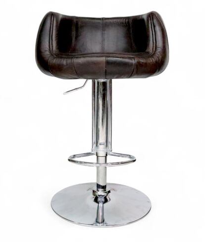 Vintage Tobacco Brown Distressed Leather Barstool