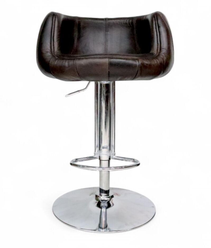 Vintage Tobacco Brown Distressed Leather Barstool 1