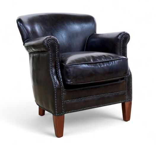 Vintage Tobacco Brown Leather Club Chair With Nailhead Trim