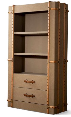 Vintage Trunk Style Bookcase With Drawers