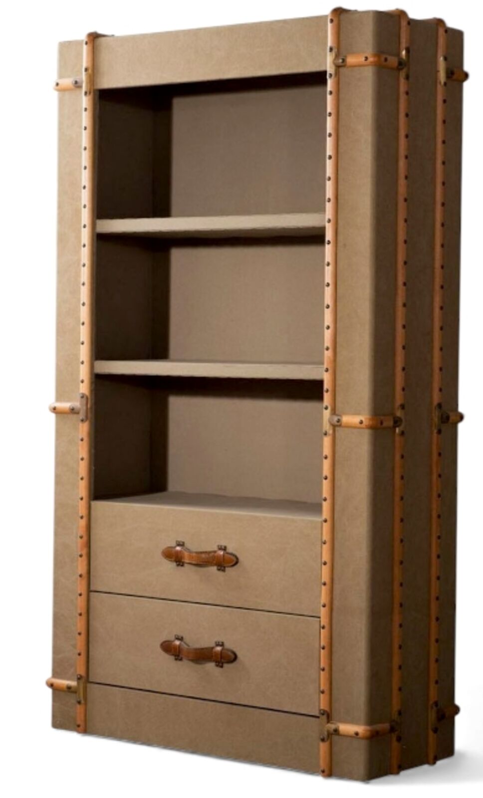 Vintage Trunk Style Bookcase With Drawers