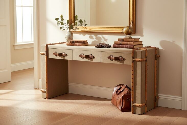 Vintage Trunk Style Canvas Office Desk