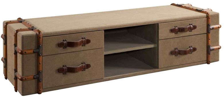 Vintage Trunk-Style Coffee Table / TV Console