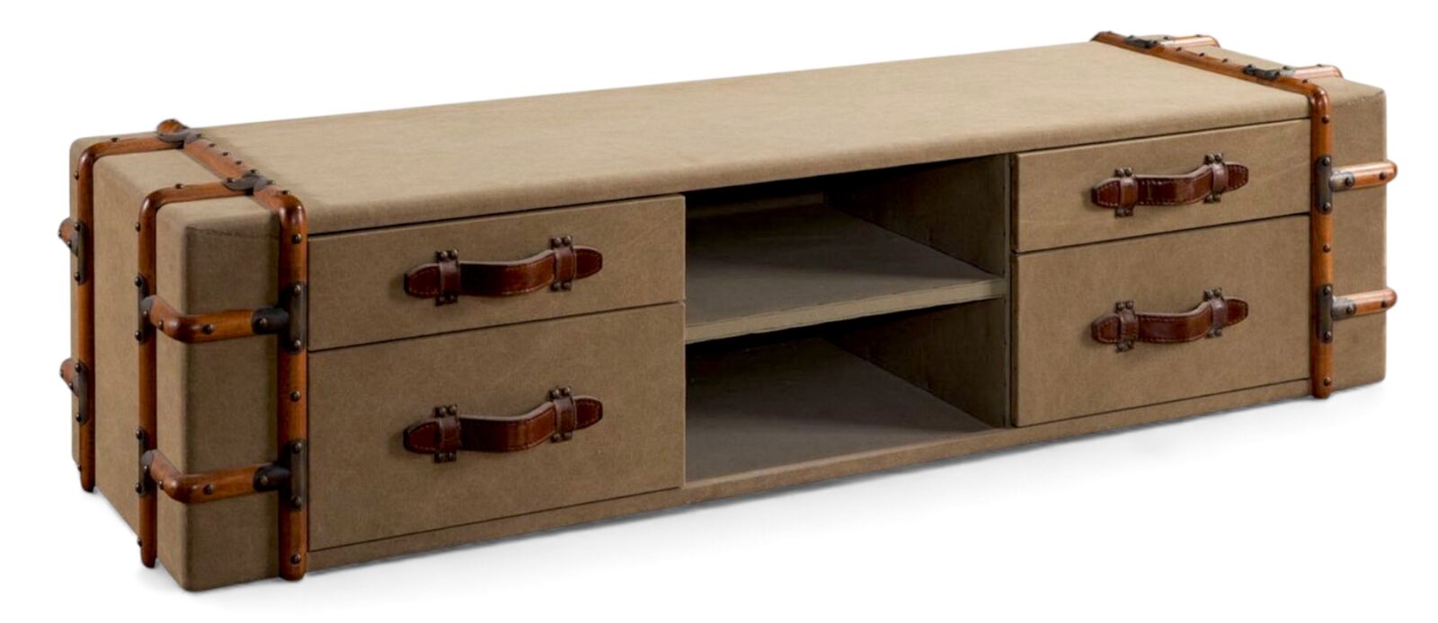 Vintage Trunk-Style Coffee Table / TV Console