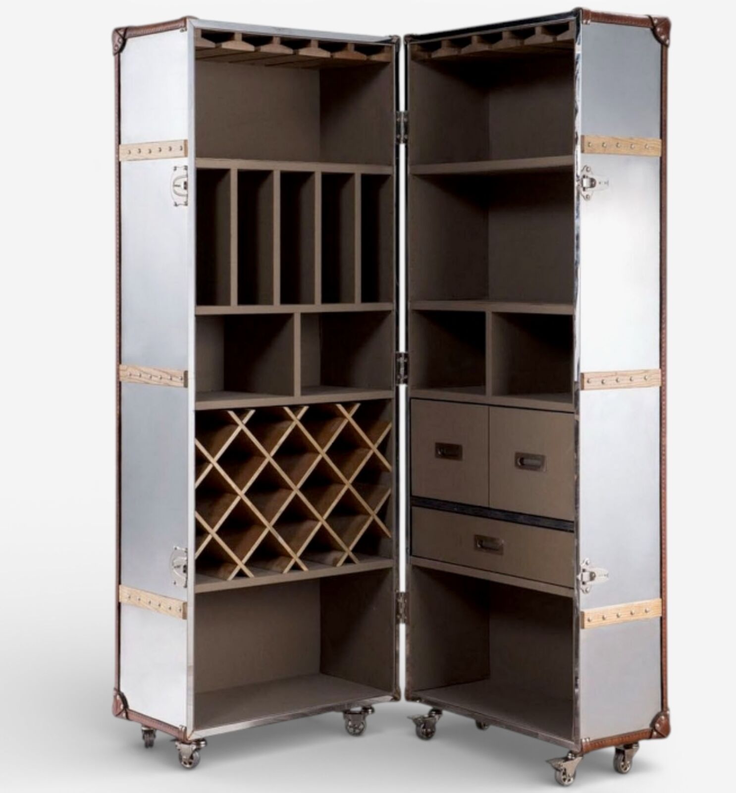 Vintage Trunk Style Drinks Cabinet On Wheels