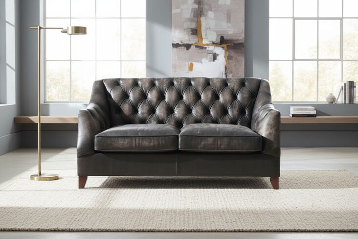 Viscount William Vintage Distressed Leather 2 Seater Sofa