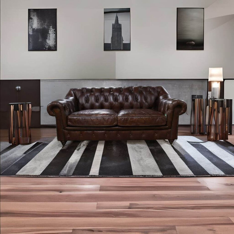 Wellington Chesterfield 2 Seater Sofa Vintage Brown Distressed Real Leather 20231219 84510619