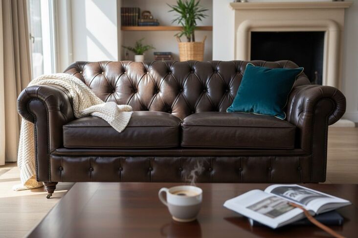 Wellington Chesterfield 2 Seater Tufted Sofa Vintage Brown Leather