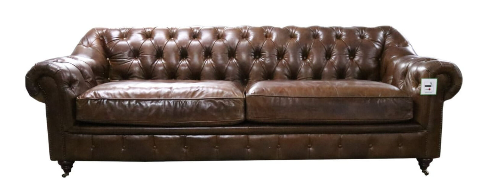 Product photograph of Wellington Chesterfield Brown Vintage Distressed Leather 3 Seater Sofa from Designer Sofas 4U
