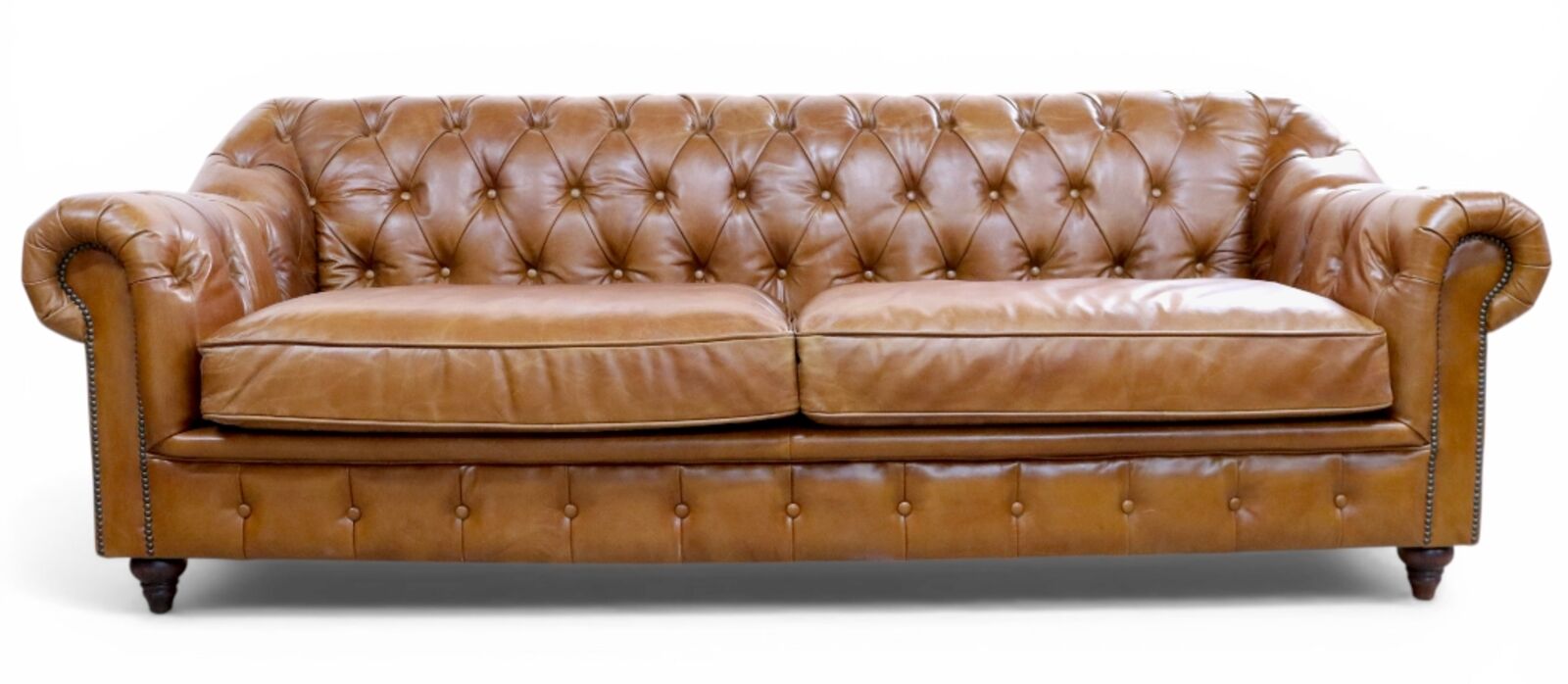 Wellington Chesterfield Tan Vintage Distressed Leather 3 Seater Sofa