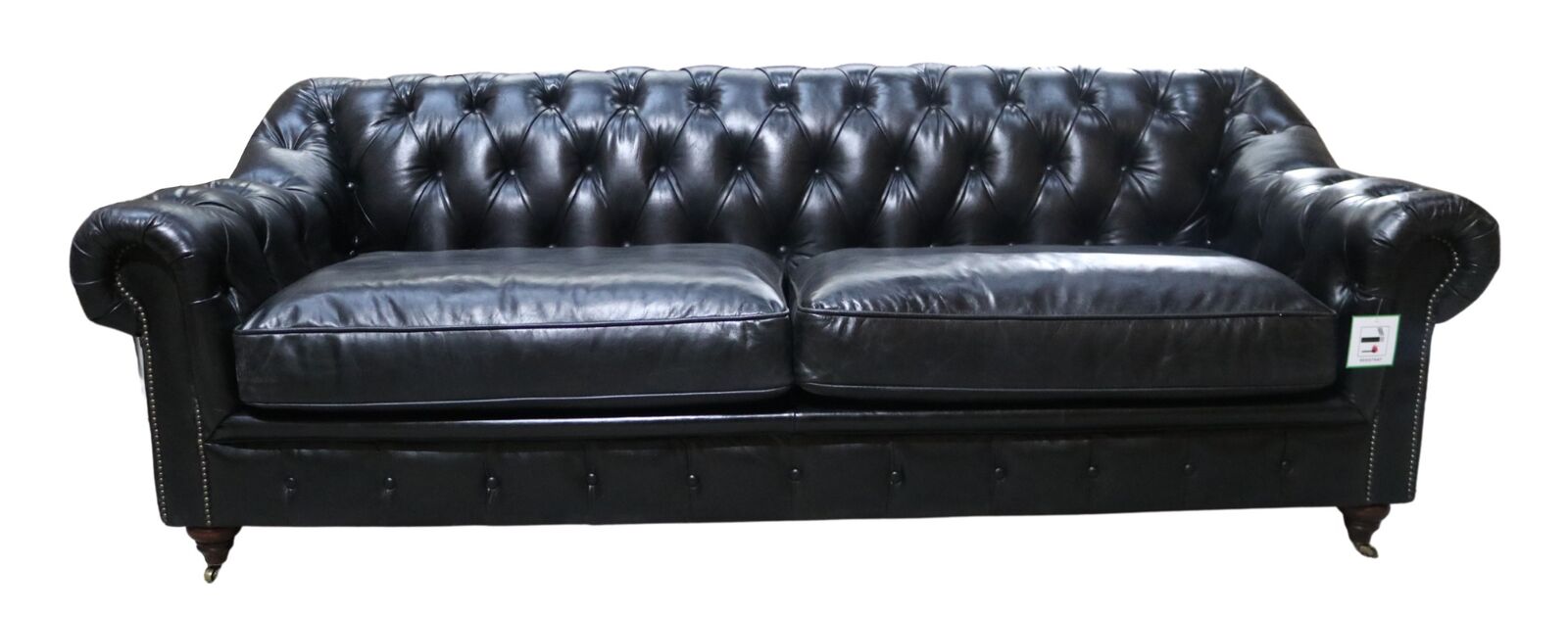 Product photograph of Wellington Chesterfield Black Vintage Distressed Leather 3 Seater Sofa from Designer Sofas 4U