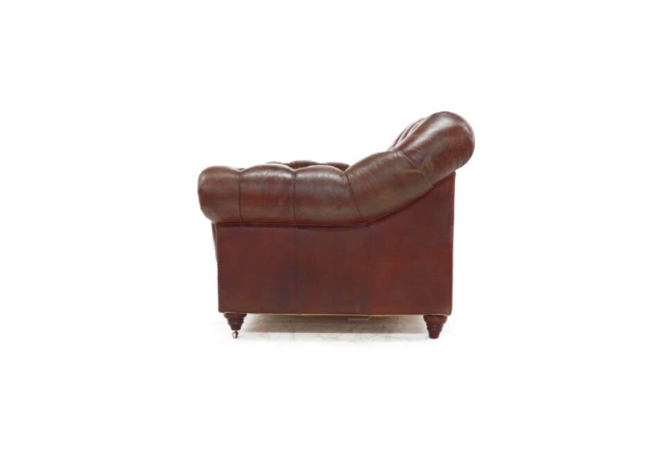 Wellington Chesterfield Vintage Brown Distressed Leather 2 Seater Sofa 4