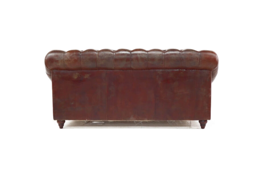 Wellington Chesterfield Vintage Brown Distressed Leather 2 Seater Sofa 7
