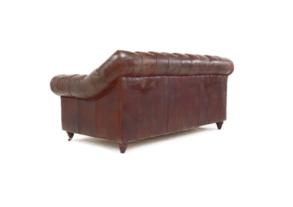 Wellington Chesterfield Vintage Brown Distressed Leather 2 Seater Sofa 8