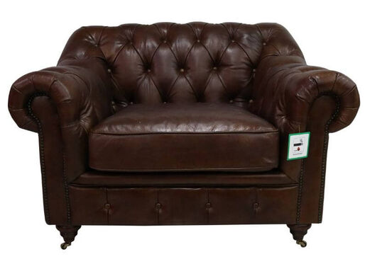 Wellington Chesterfield Vintage Brown Distressed Leather Armchair