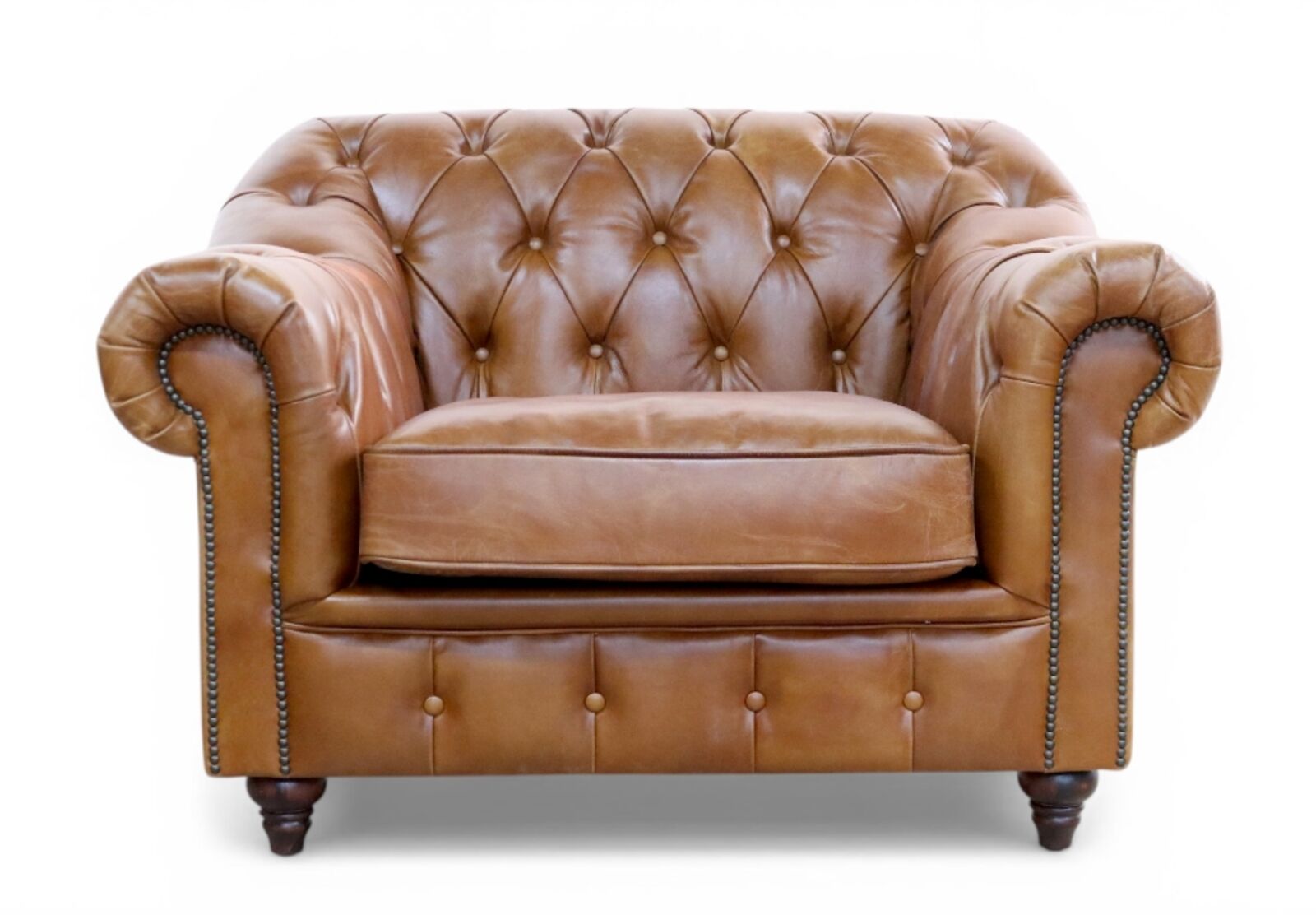 Wellington Chesterfield Vintage Tan Distressed Leather Armchair