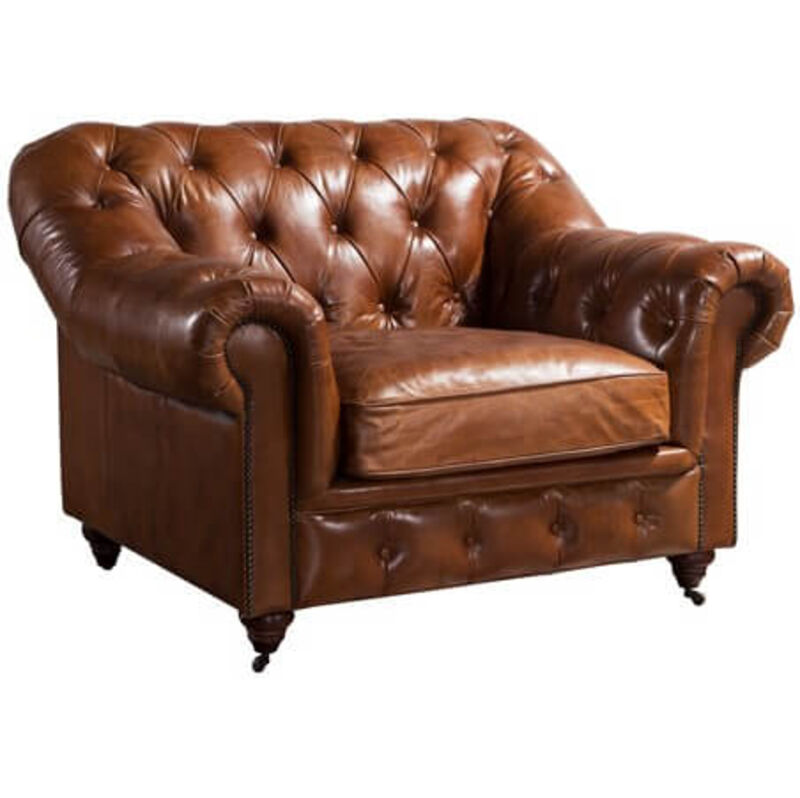 Product photograph of Wellington Chesterfield Vintage Distressed Leather Armchair from Designer Sofas 4U