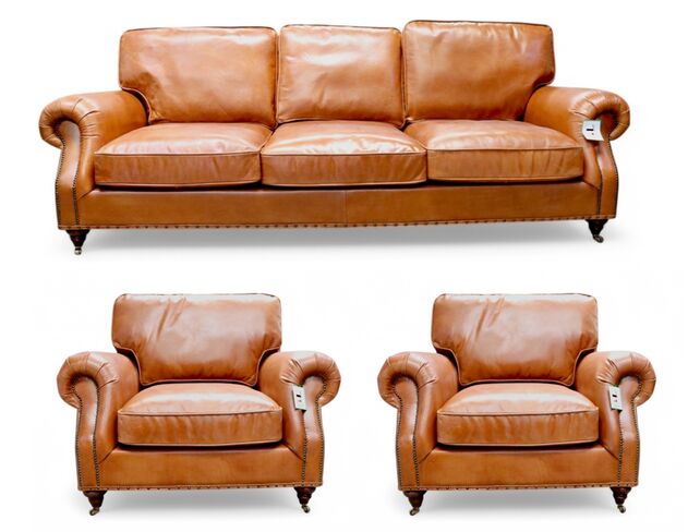 Westminster 3+1+1 Vintage Tan Distressed Leather Sofa Suite