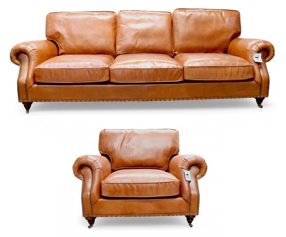 Westminster 3+1 Vintage Tan Distressed Leather Sofa Suite