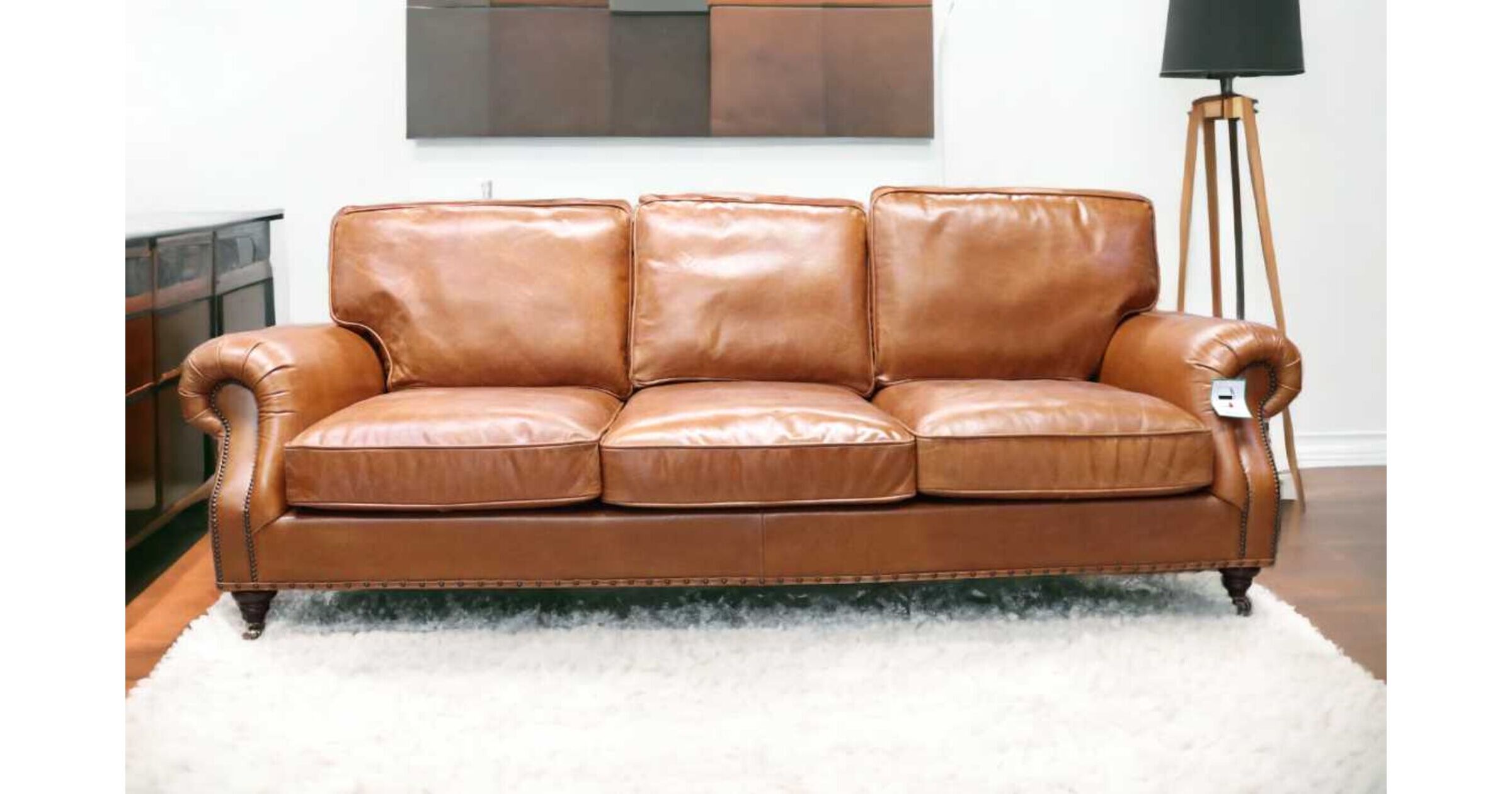Vintage Tan Leather 3 Seater Settee Sofa - Westminster's Finest
